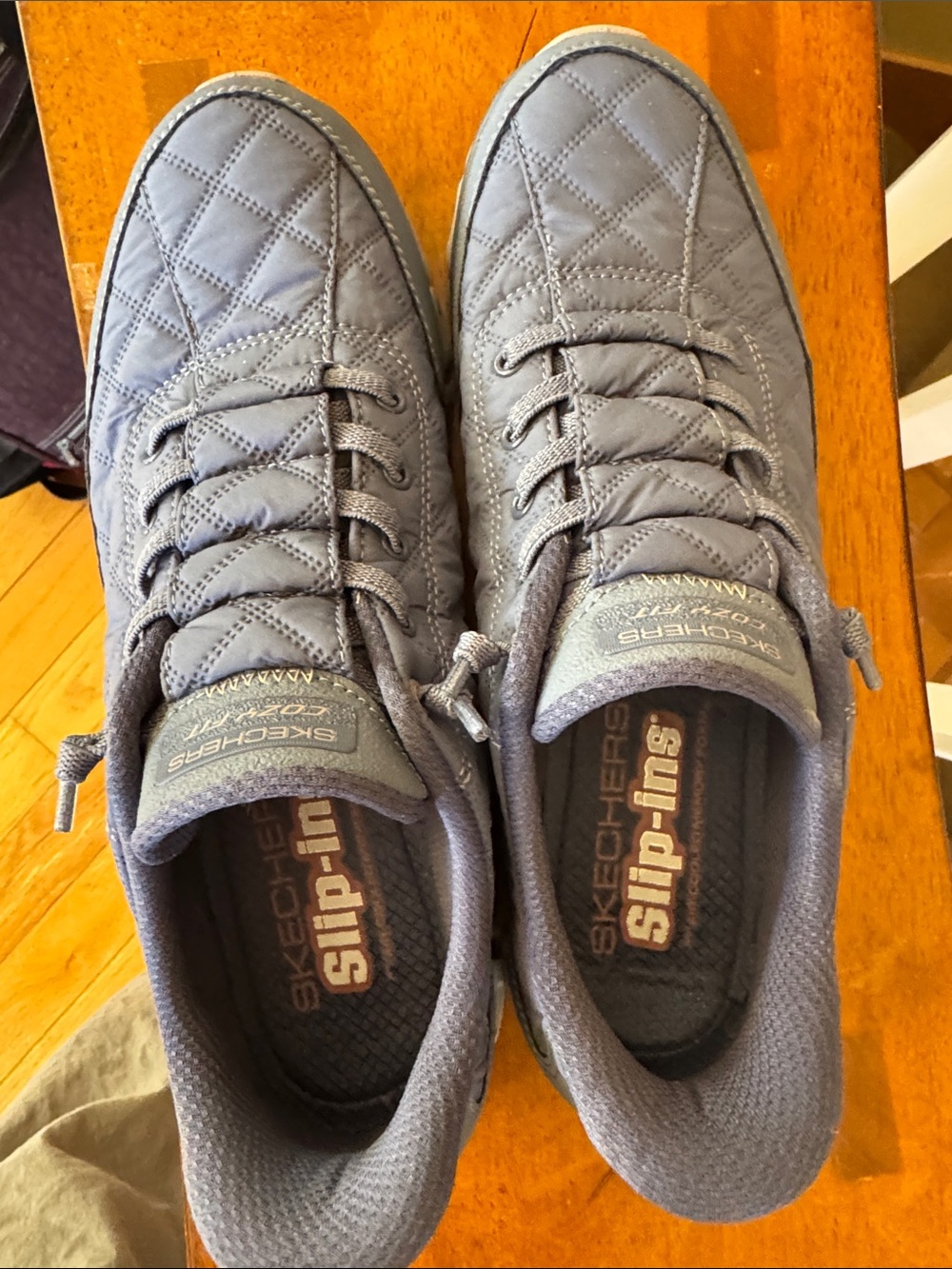 Skechers Quilted Slip-In Athletic Sneakers in Gray